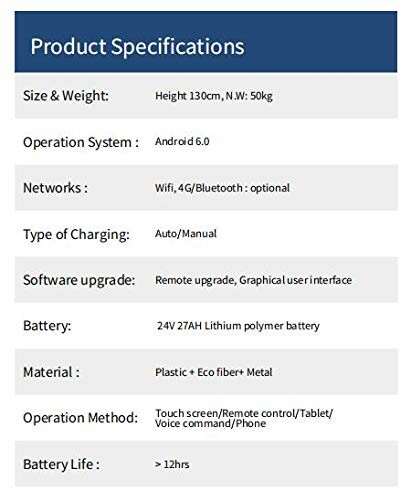 Product specifications including size, weight, system, network, charging, software, battery, material, operation, and battery life.