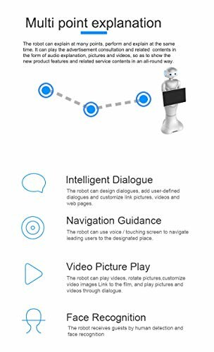 Robot features: explanation, dialogue, navigation, video play, face recognition