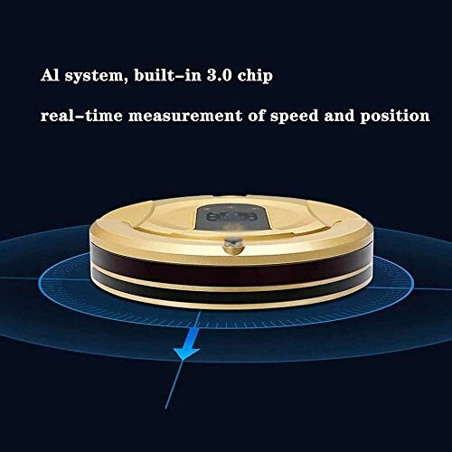 Gold robot vacuum with AI system and real-time measurement.